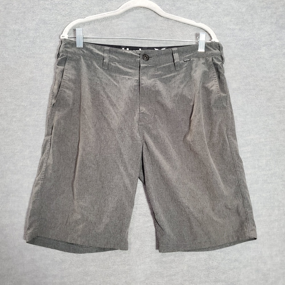 Hurley Men Shorts 32 Gray Chino‎ Phantom Pockets High Rise Spandex 9 in Inseam